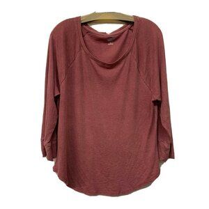 Mossimo Supply Co Womens Red Burnout Tunic Top Cotton Blend Blouse